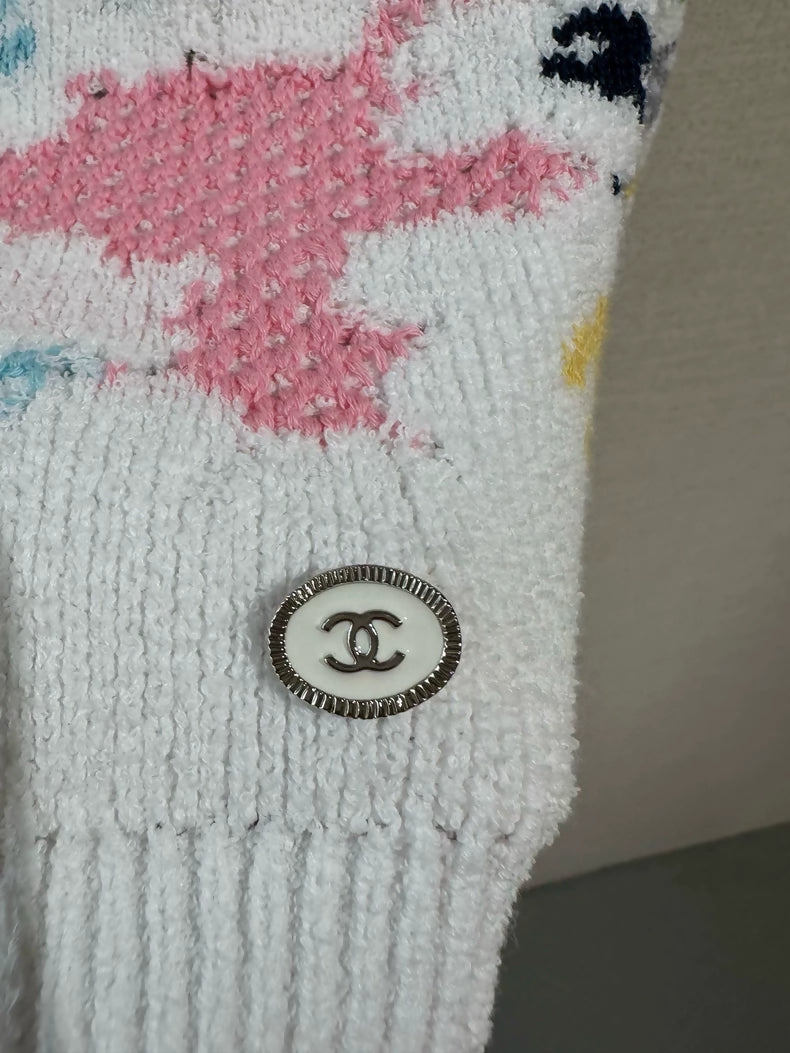 Chanel 24p colorful fully embroidered logo knit sweater