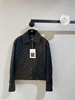 Chanel 25M black silk quilted jacket