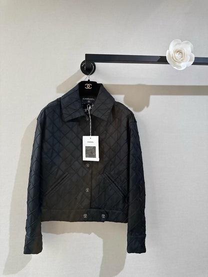 Chanel 25M black silk quilted jacket