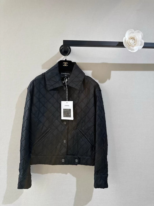 Chanel 25M black silk quilted jacket