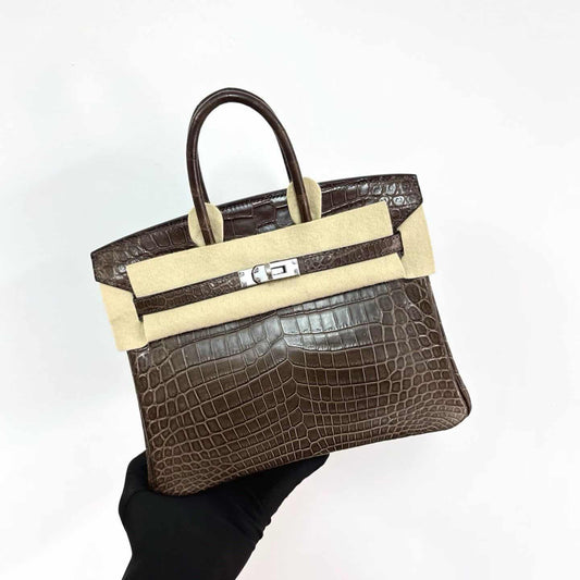 Hermes Birkin 25 Ebene 46 matte crocodile leather palladium hardware