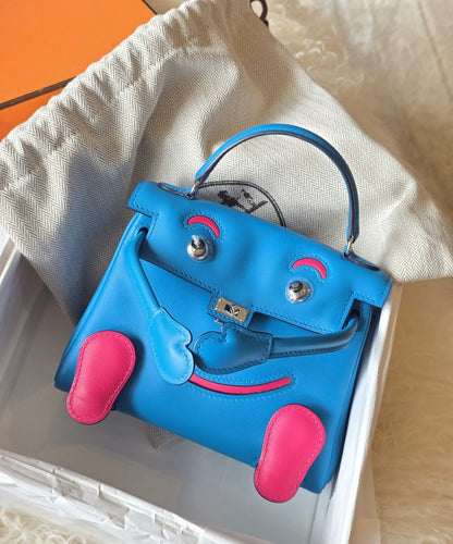Hermès Bleu Frida and Rose Extreme Swift Quelle Idole Kelly Doll Palladium Hardware