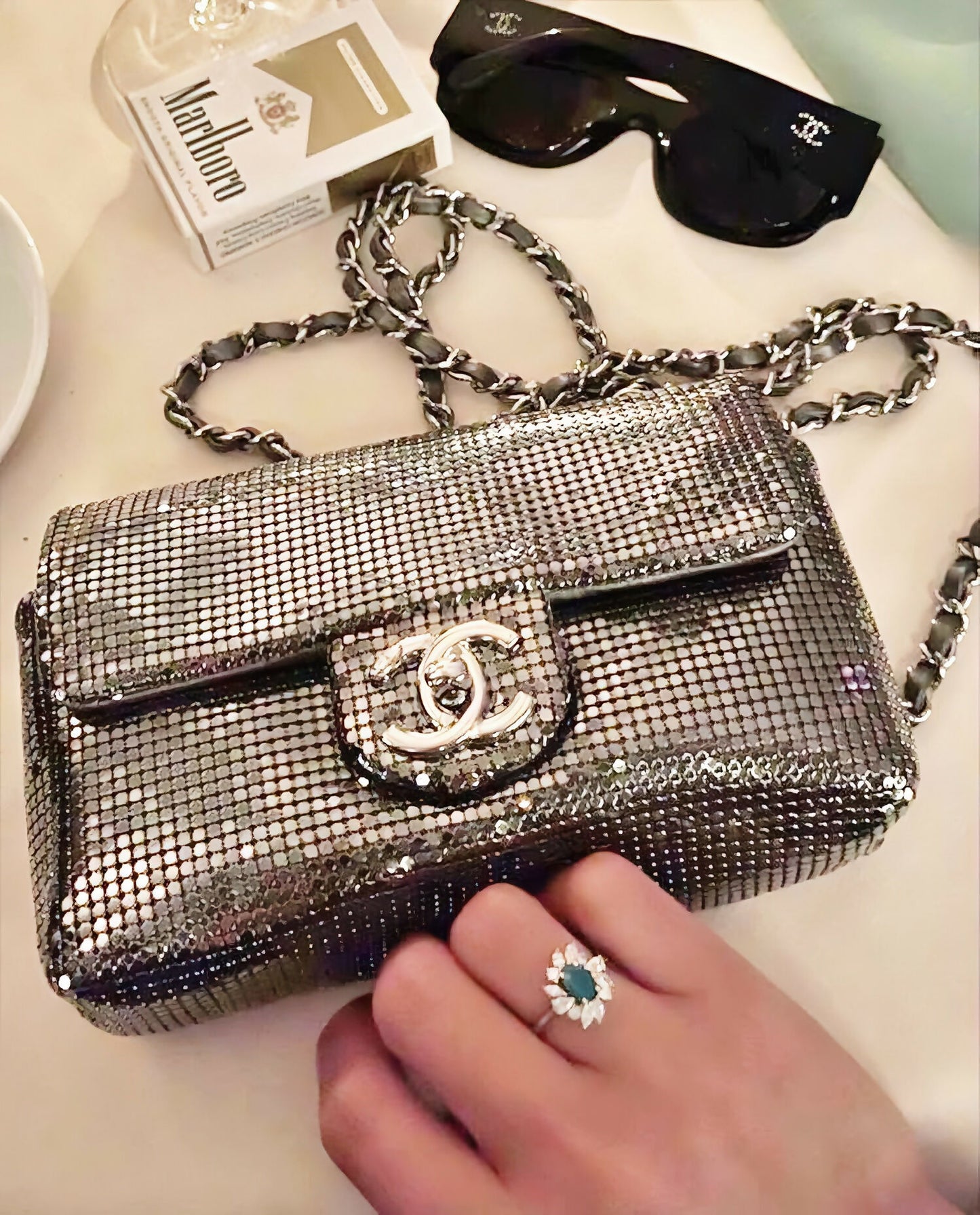 Chanel Fall/Winter 2021 Metallic Mesh Mini Flap Bag