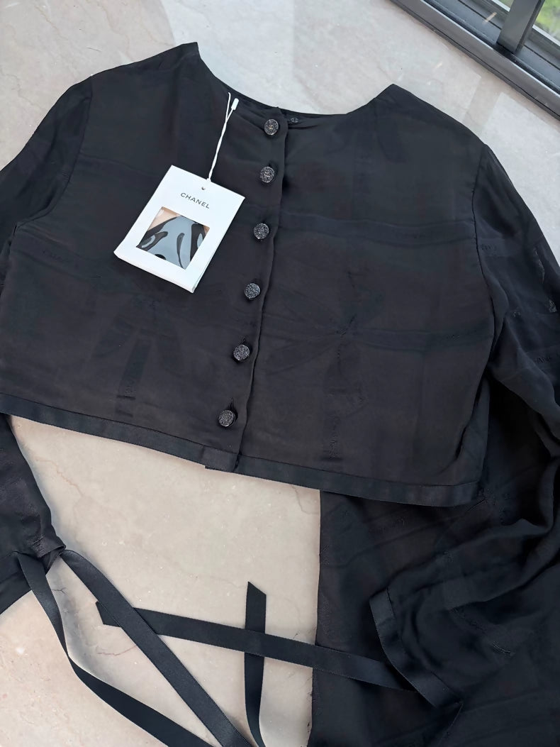Chanel 24p Black Silk jacket & skirt set