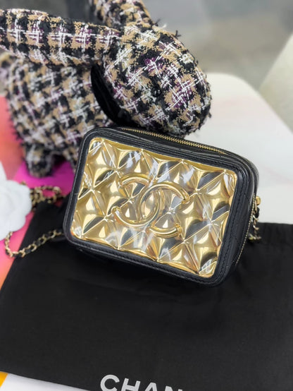 Chanel, small gold mirror camera bag,