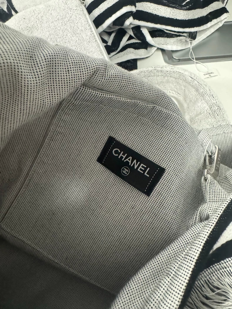 Chanel 24C Cement Grey Beach Bag/Towel Set
