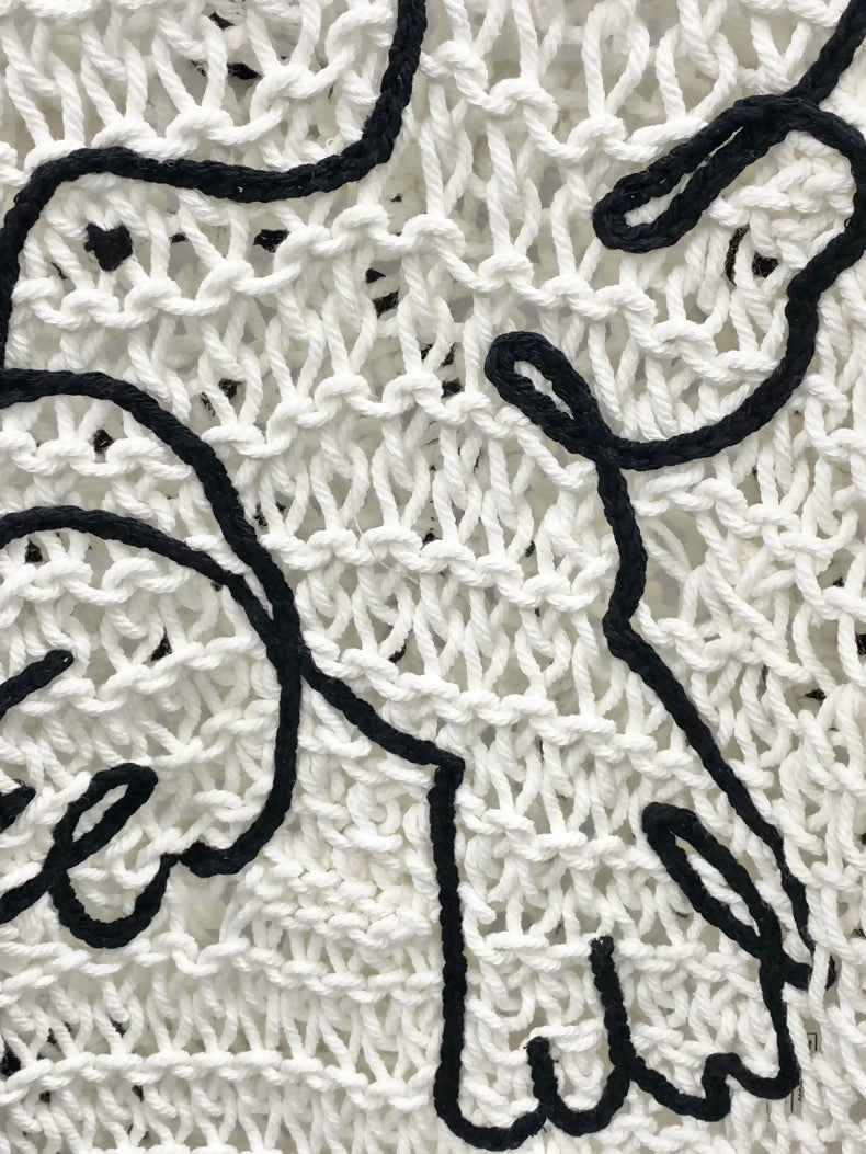 CHANEL 22C Early Spring Knitted Dove Openwork Long-Sleeved Top