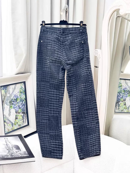 Chanel 24A black/grey distressed straight-leg jeans
