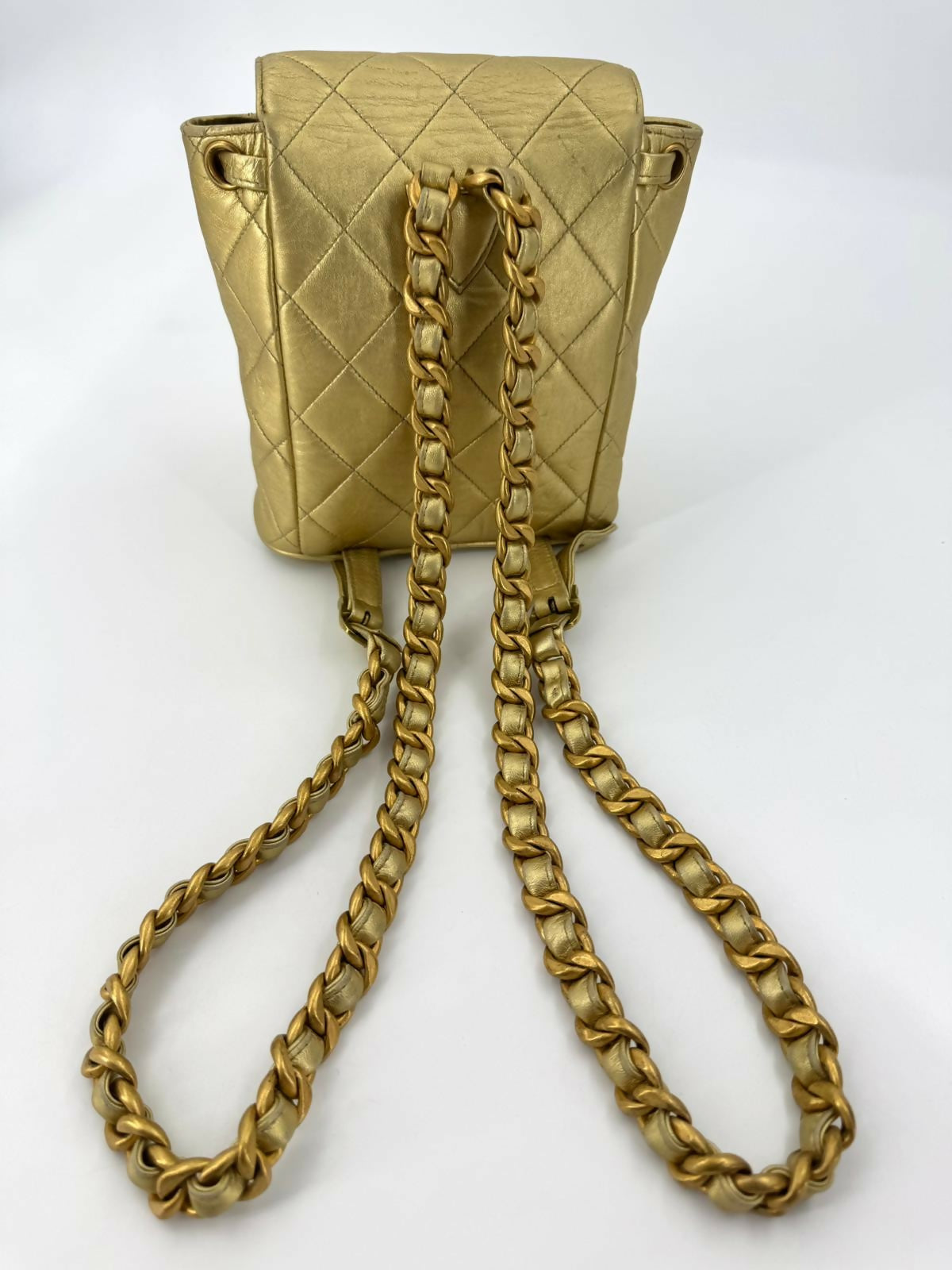 Chanel Vintage 91-94 Lambskin Leather Gold Quilted CC Hardware Mini Duma Backpack