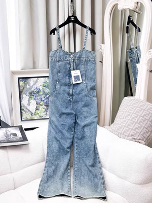 Chanel 25B blue denim jumpsuit