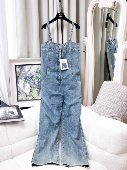 Chanel 25B blue denim jumpsuit