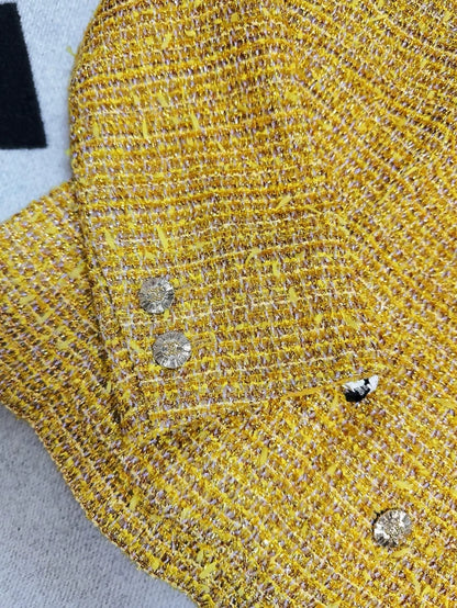 Chanel 23c yellow gold tweed jacket