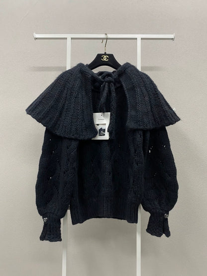 Chanel 21B black cape knitted pullover top