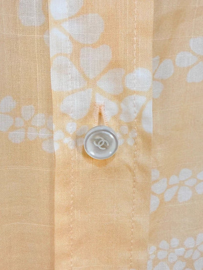 Chanel 25M cream yellow floral shirt