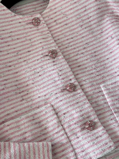 Chanel 24C Pink and White Striped Jacket