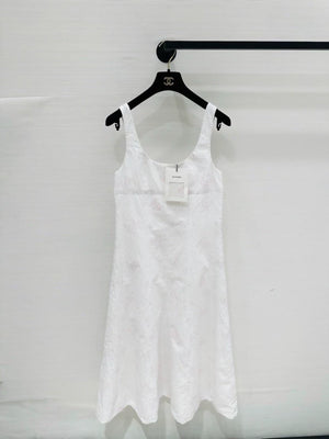 Chanel 26C White and Pink Double C Logo Print Dress