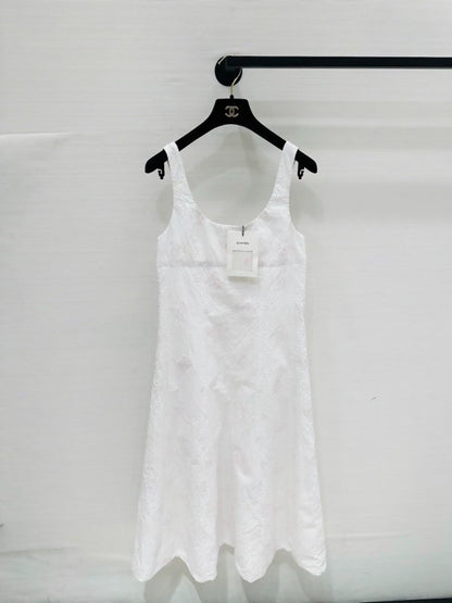 Chanel 26C White and Pink Double C Logo Print Dress