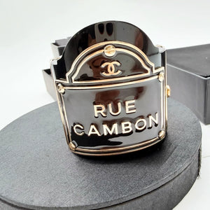 CHANEL Cambon black and gold letter bracelet