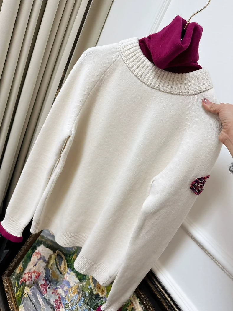 Chanel Coco Neige Ski Collection Turtleneck Sweater in Cream White
