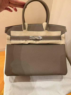 Hermès Birkin 30 Étoupe / Etoupe (18) Togo Leather with Palladium Hardware
