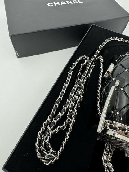 Chanel 2017 Plexiglass and Rhinestone Limited Edition Black Rocket Ship Minaudière Bag