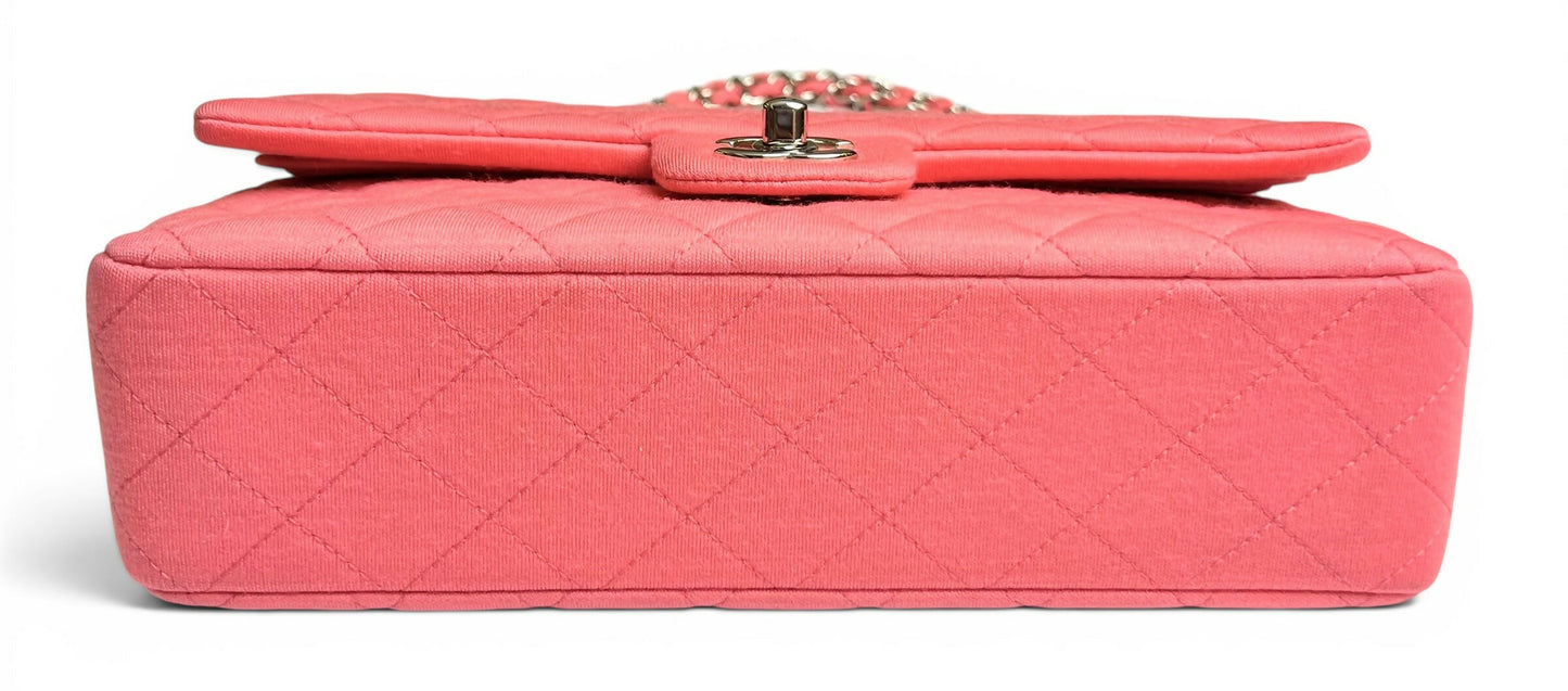 Chanel 14A Supermarket Pink Jersey Medium Classic Timeless Double Flap Bag