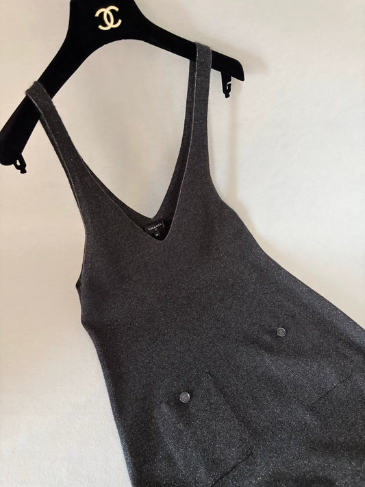 Chanel 23B Deep V-neck Black Dress