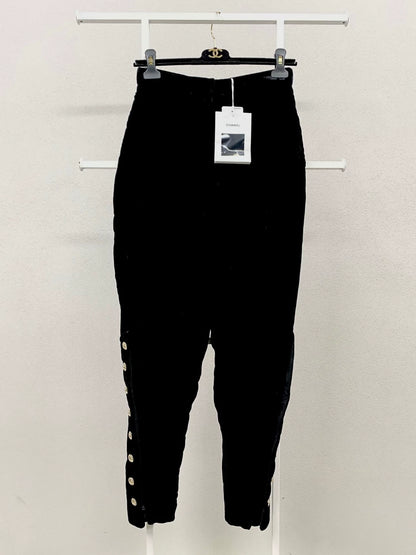 Chanel 20k velvet black buttoned trousers