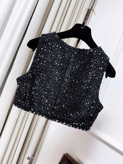 Chanel 22p black tweed vest