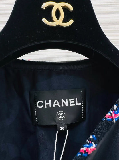 Chanel 24s dark blue leather jacket