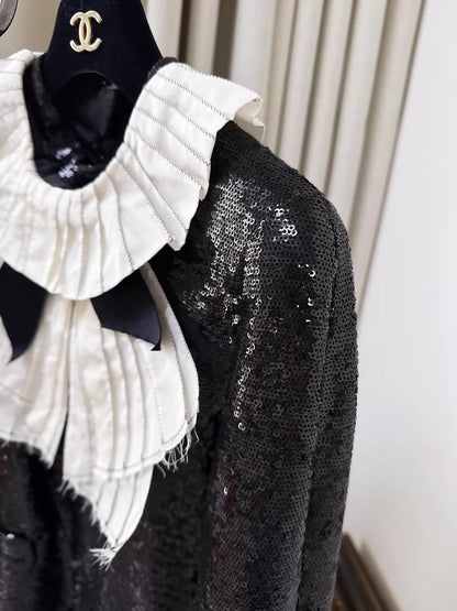 Chanel 2009 black sequined long-sleeved dress