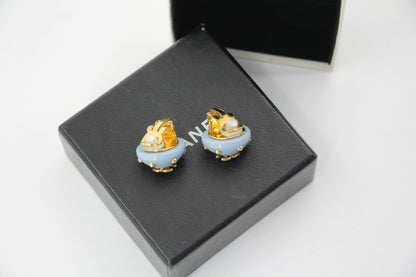 Chanel 96C Resin Light Blue Bean Clip-on Earrings