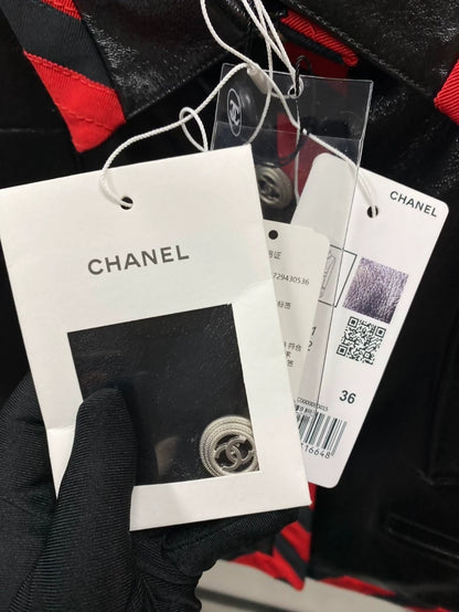Chanel 20S black and red leather jacket