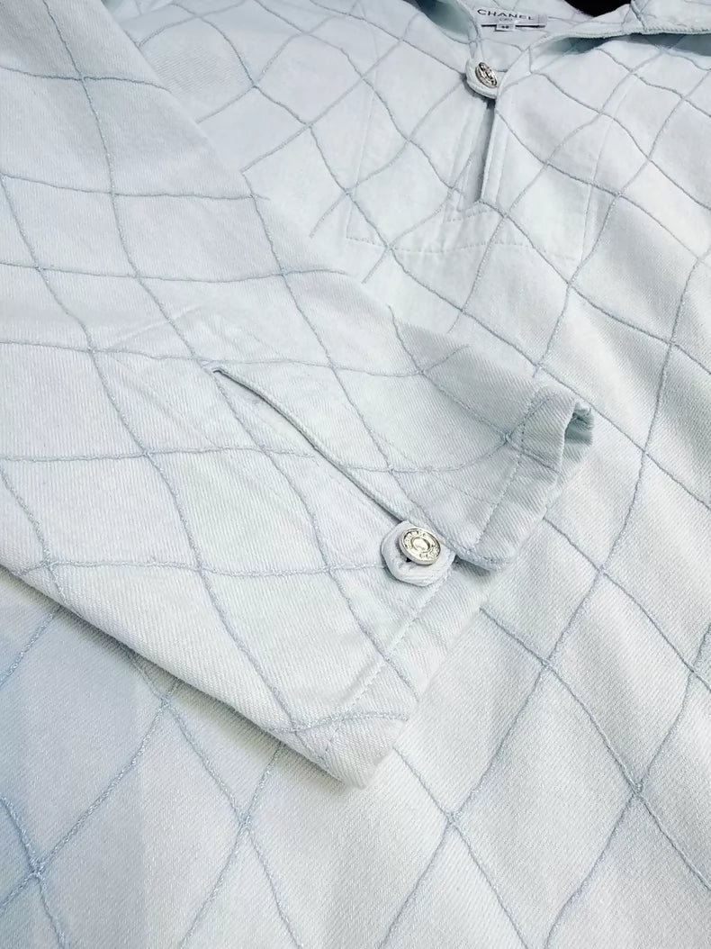 Chanel 26M light blue quilted denim top