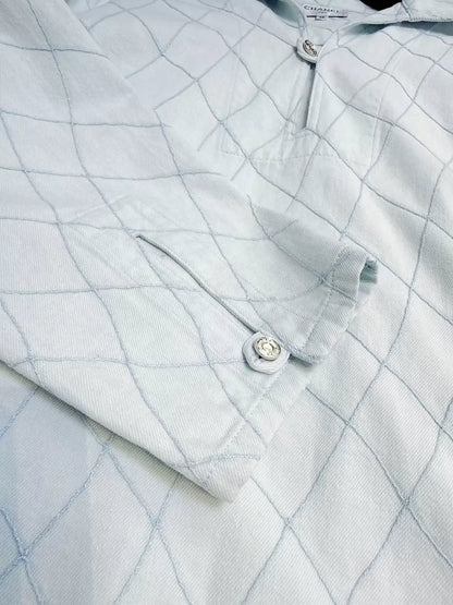 Chanel 26M light blue quilted denim top