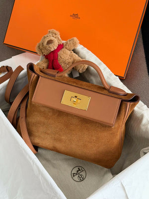Hermès 24/24 Mini Gold Suede Leather with Gold Hardware W Stamp
