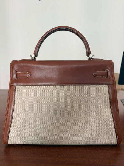 Hermes vintage Kelly 32 barenia x fabrics