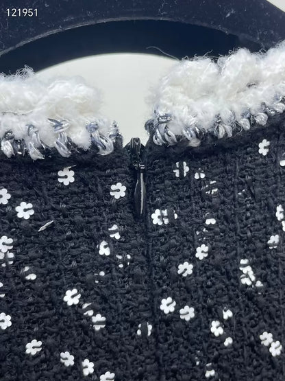 Chanel 23K black sequined tweed dress