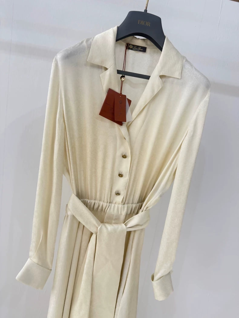 Loro Piana Haute Couture Spring/Summer 2026 Beige Silk Dress