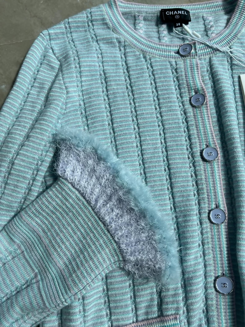 Chanel 25B blue cardigan