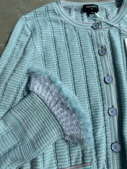 Chanel 25B blue cardigan