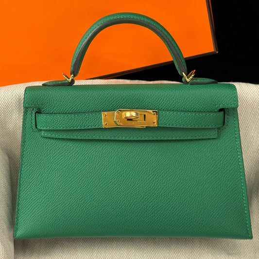 Hermès Mini Kelly 20 Vert Vertigo Epsom with Gold Hardware