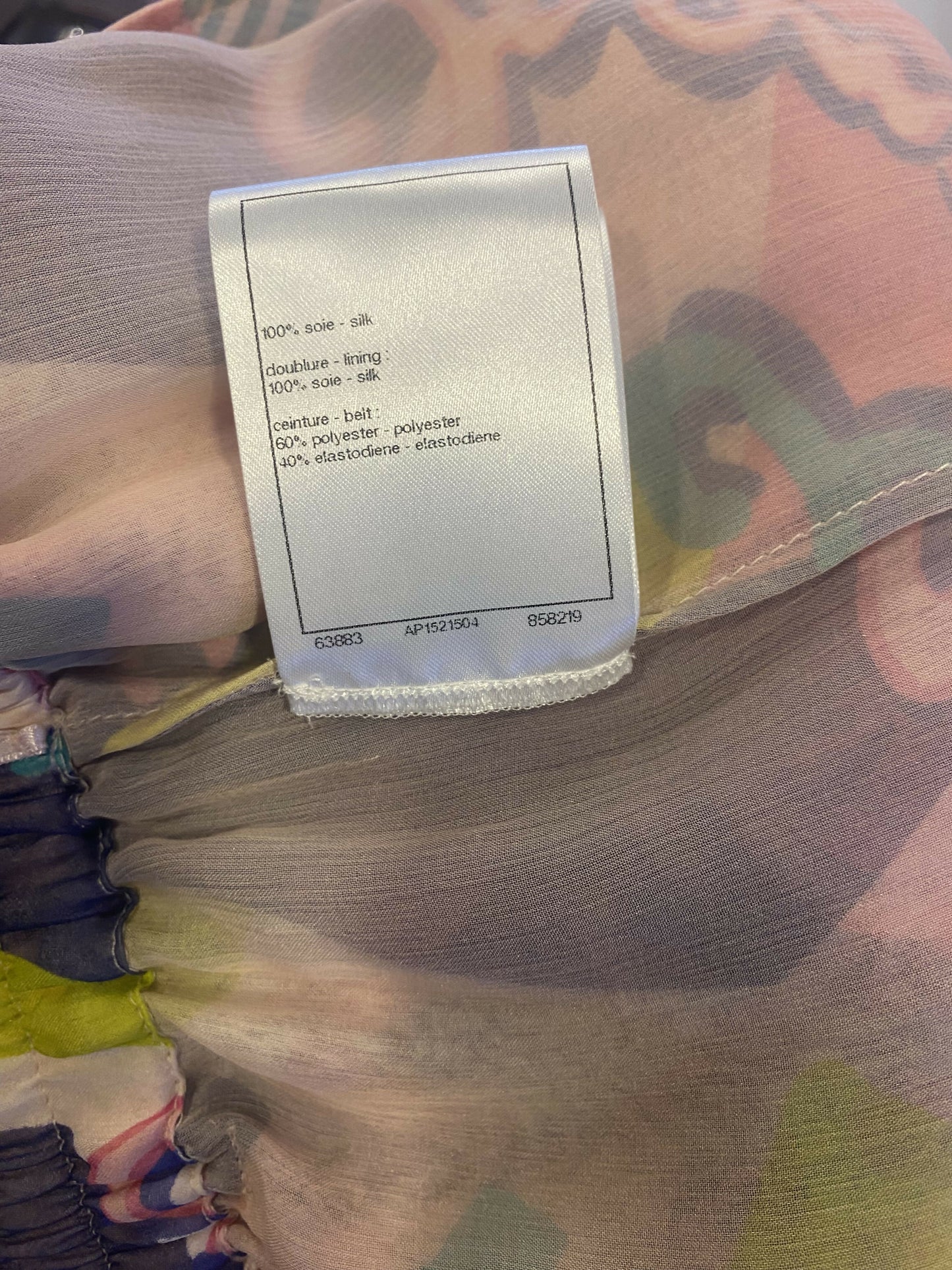 Chanel 24C Runway MultiColor Graffiti Silk Harem Pants FR 34