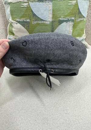 Hermès Cashmere Leather Beret Gray 57