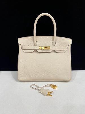 Hermes Birkin 30 Craie Togo leather gold hardware