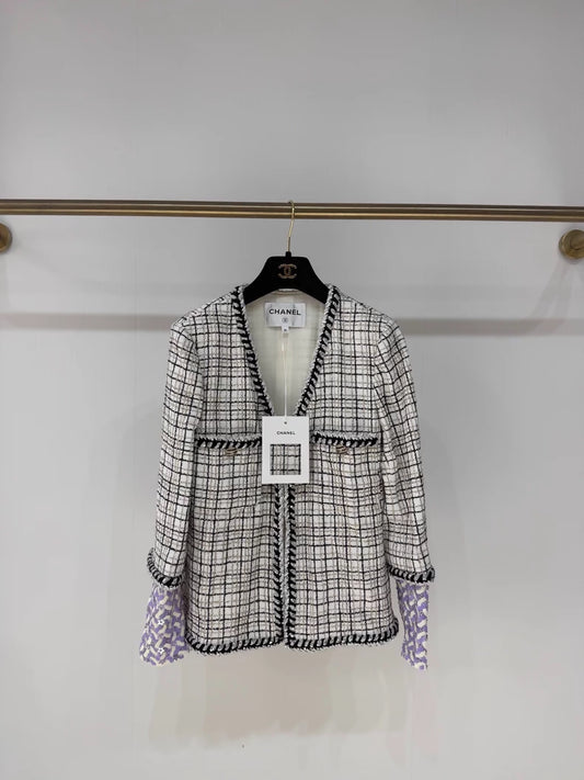 Chanel 24C runway grey sequined jacket