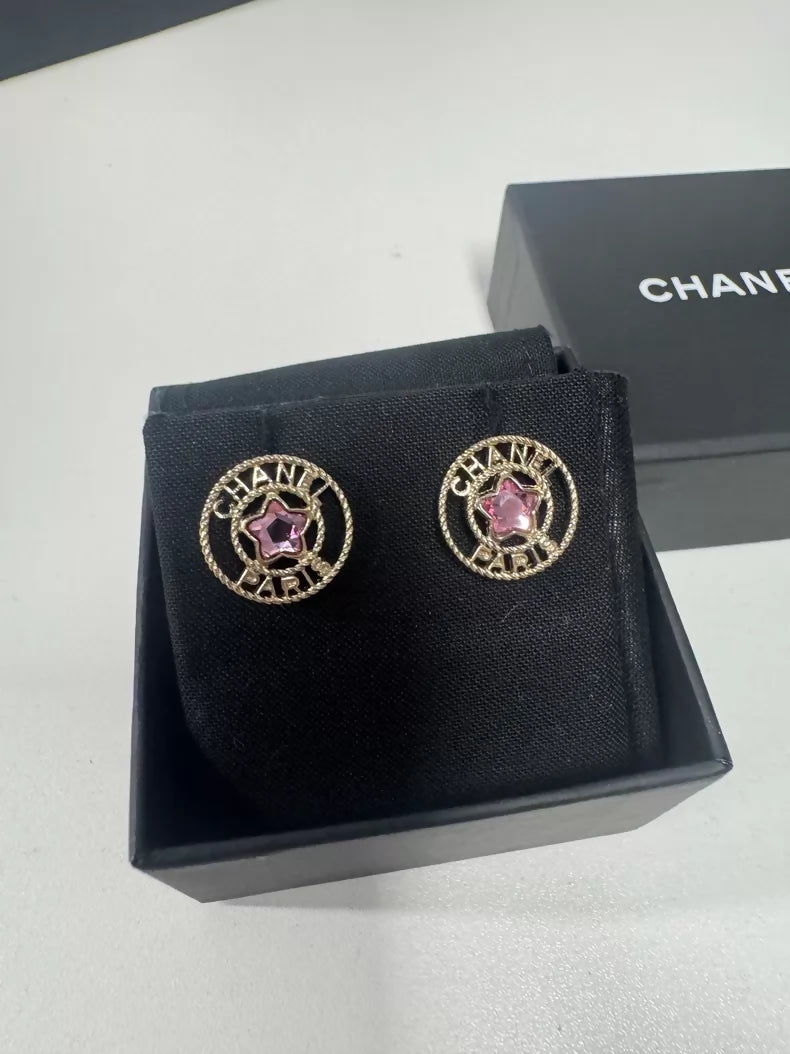 Chanel 25P Pink Star Diamond Earrings