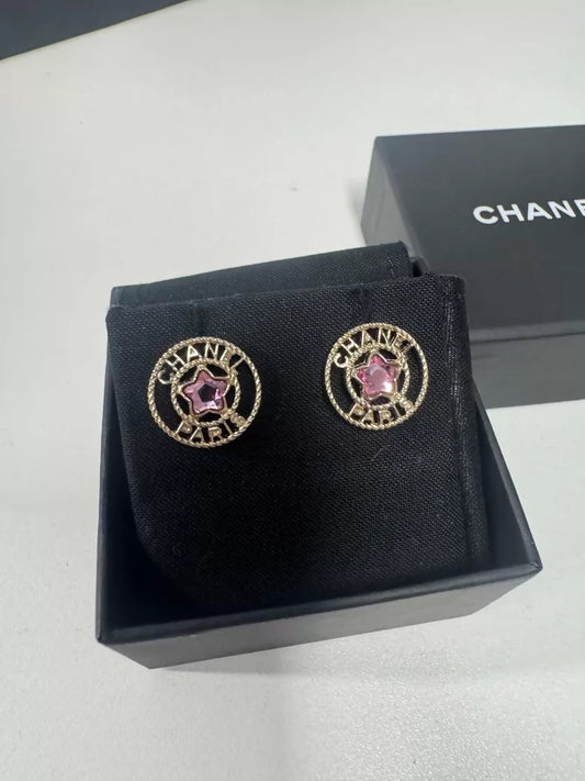 Chanel 25P Pink Star Diamond Earrings