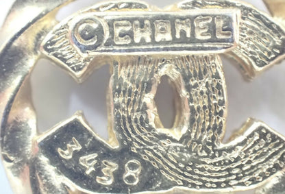 Chanel Vintage 1982 Rhinestone Gold Plated Braided Medallion Interlocking Coco Mark Necklace