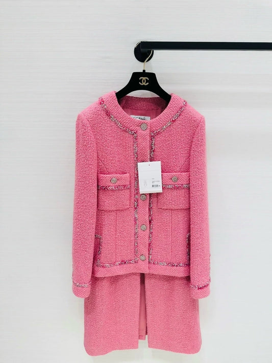 Chanel 22A pink tweed coat